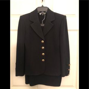 St. John Knit Basic Black Jacket with Black Skirt